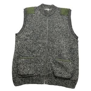 Vintage LL Bean Sweater Vest Mens XL Tall Wool Knit Full Zip Pockets USA Gray